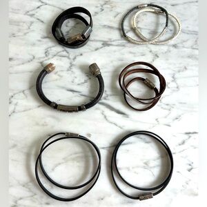 3 Leather and metal bracelet sets
